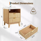 Table de chevet avec station de charge, table de nuit 2 tiroirs avec USB-C, prises AC, étagère ouverte et rangement pour chambre à coucher