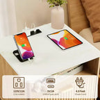 Table de chevet avec station de charge, table de nuit 2 tiroirs avec USB-C, prises AC, étagère ouverte et rangement pour chambre à coucher
