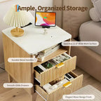 Table de chevet avec station de charge, table de nuit 2 tiroirs avec USB-C, prises AC, étagère ouverte et rangement pour chambre à coucher