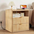 Table de chevet avec station de charge, table de nuit 2 tiroirs avec USB-C, prises AC, étagère ouverte et rangement pour chambre à coucher