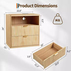 Table de chevet avec station de charge, table de nuit 2 tiroirs avec USB-C, prises AC, étagère ouverte et rangement pour chambre à coucher