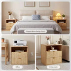 Table de chevet avec station de charge, table de nuit 2 tiroirs avec USB-C, prises AC, étagère ouverte et rangement pour chambre à coucher