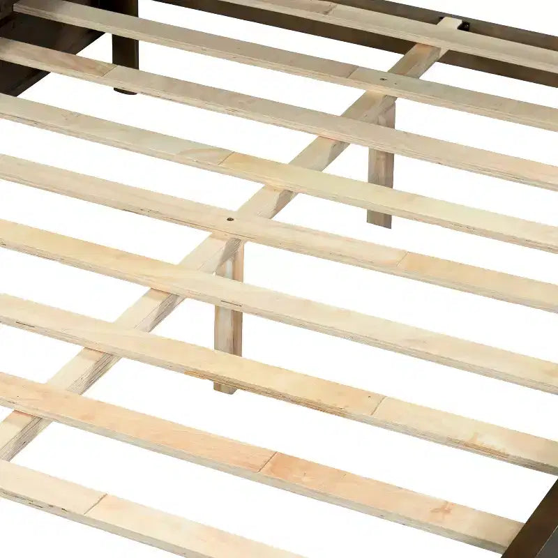 Queen/King Size Platform Bed Frame with Vertical Slat Headboard, Modern Rustic Bed, No Box Spring Needed