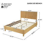 Cadre de lit plateforme Queen/King avec tête de lit à lattes verticales, lit rustique moderne, aucun sommier tapissier requis