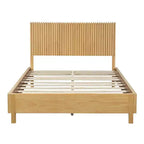 Cadre de lit plateforme Queen/King avec tête de lit à lattes verticales, lit rustique moderne, aucun sommier tapissier requis