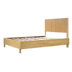 Cadre de lit plateforme Queen/King avec tête de lit à lattes verticales, lit rustique moderne, aucun sommier tapissier requis
