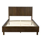 Cadre de lit plateforme Queen/King avec tête de lit à lattes verticales, lit rustique moderne, aucun sommier tapissier requis