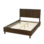 Cadre de lit plateforme Queen/King avec tête de lit à lattes verticales, lit rustique moderne, aucun sommier tapissier requis