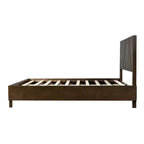 Cadre de lit plateforme Queen/King avec tête de lit à lattes verticales, lit rustique moderne, aucun sommier tapissier requis