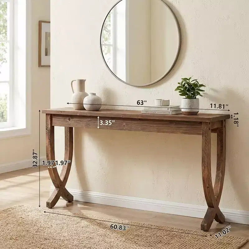 Rustic Farmhouse End Table, Solid Wood 2-Tier Side Table for Living Room