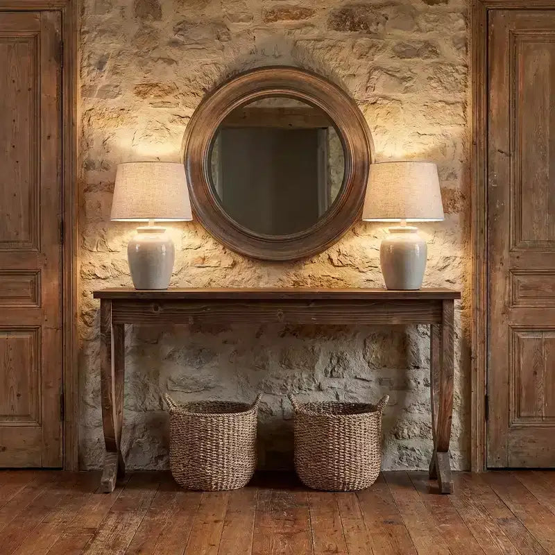 Rustic Farmhouse End Table, Solid Wood 2-Tier Side Table for Living Room