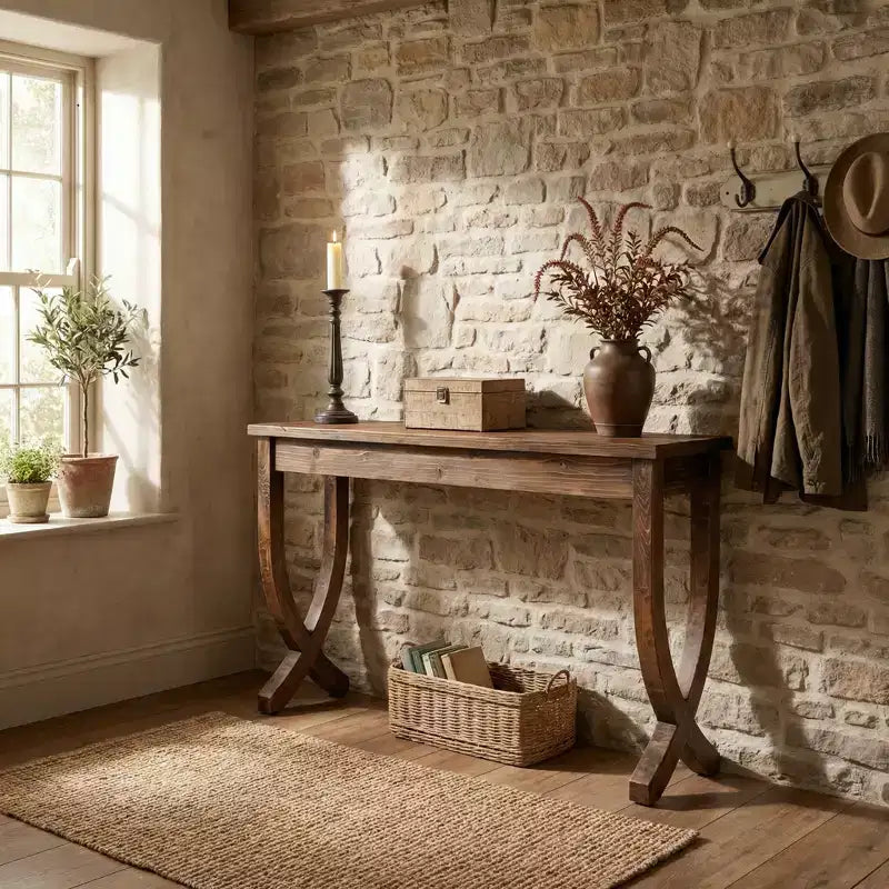 Rustic Farmhouse End Table, Solid Wood 2-Tier Side Table for Living Room