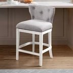 Miranda Tabouret de bar pivotant hauteur comptoir, blanc, 36 po, rembourré, cadre en bois d'hévéa