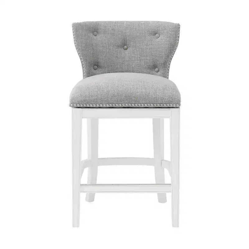 Miranda Swivel Counter Height Barstool White, 36", Upholstered, Rubberwood Frame