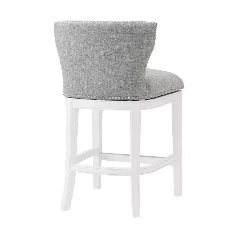 Miranda Swivel Counter Height Barstool White, 36", Upholstered, Rubberwood Frame