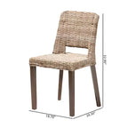 Chaise de salle à manger, rotin naturel marron et bois d'acajou, style bohème