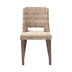 Chaise de salle à manger, rotin naturel marron et bois d'acajou, style bohème