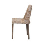 Chaise de salle à manger, rotin naturel marron et bois d'acajou, style bohème