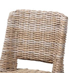 Chaise de salle à manger, rotin naturel marron et bois d'acajou, style bohème