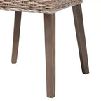 Chaise de salle à manger, rotin naturel marron et bois d'acajou, style bohème
