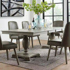 Table à manger 152-244 cm Chêne gris, Table de cuisine pour 6 avec double piédestal