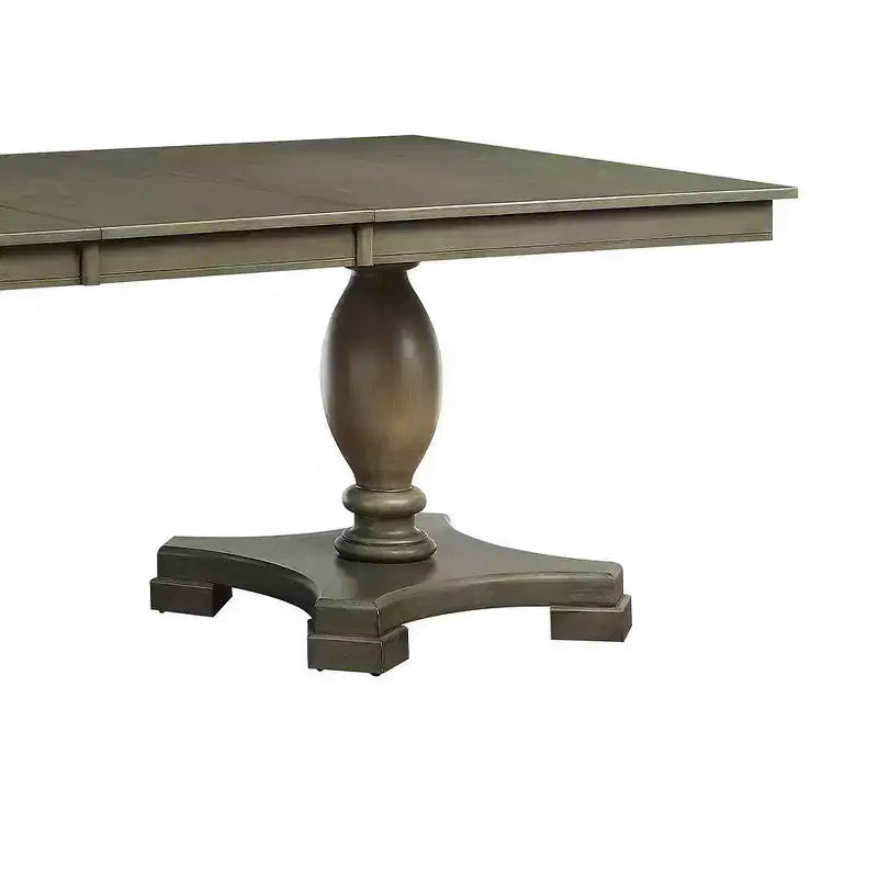 60"-96" Dining Table Gray Oak, Kitchen Table for 6 with Double Pedestal