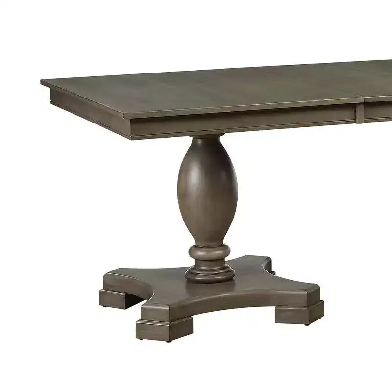 60"-96" Dining Table Gray Oak, Kitchen Table for 6 with Double Pedestal