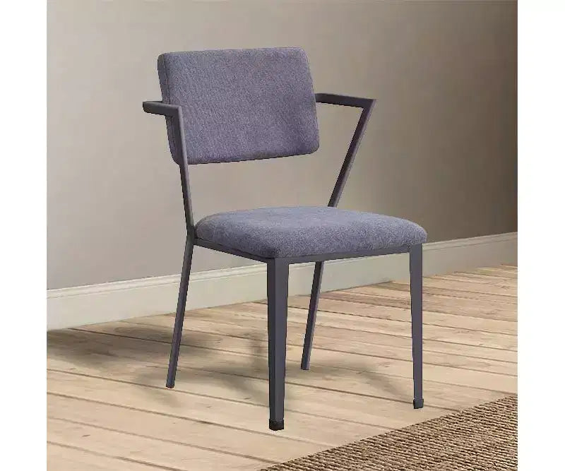 24" Cargo Fabric Chair Gray/Gunmetal, Linen Upholstery, Metal Frame, Tufted Design