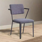 Chaise en tissu Cargo 24 po gris/gris anthracite, revêtement en lin, structure en métal, design capitonné