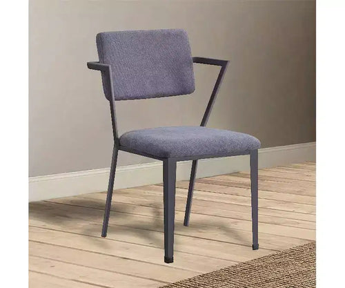 24" Cargo Fabric Chair Gray/Gunmetal, Linen Upholstery, Metal Frame, Tufted Design