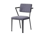 Chaise en tissu Cargo 24 po gris/gris anthracite, revêtement en lin, structure en métal, design capitonné