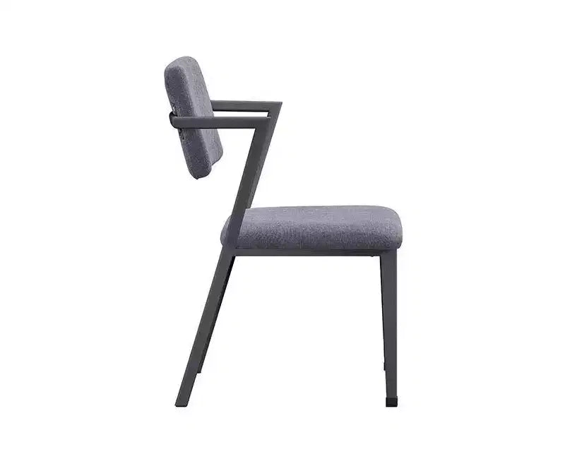24" Cargo Fabric Chair Gray/Gunmetal, Linen Upholstery, Metal Frame, Tufted Design