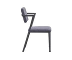 Chaise en tissu Cargo 24 po gris/gris anthracite, revêtement en lin, structure en métal, design capitonné