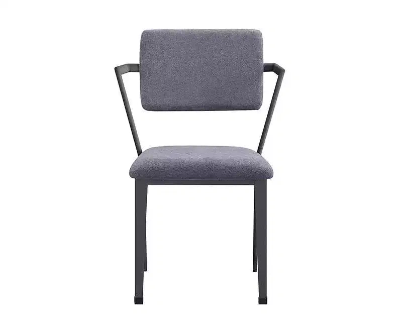 24" Cargo Fabric Chair Gray/Gunmetal, Linen Upholstery, Metal Frame, Tufted Design