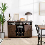 Buffet de Ferme avec Rangement, Étagère à Vin 9 Bouteilles et 2 Portes
