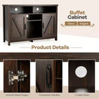 Buffet de Ferme avec Rangement, Étagère à Vin 9 Bouteilles et 2 Portes