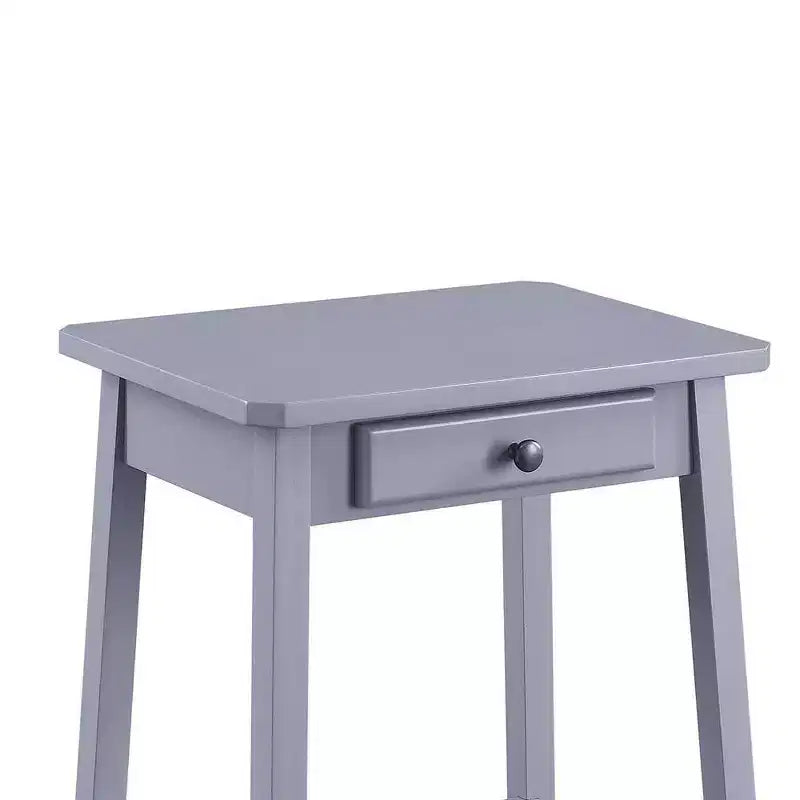 18" Accent Table with Drawer, Gray Wood Composite