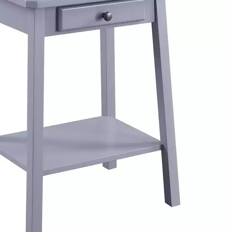 18" Accent Table with Drawer, Gray Wood Composite
