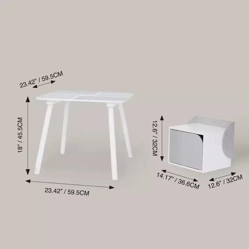 Biscay Bricks Kids Table & Chairs Set, Grey - MDF, 3-Piece Playset