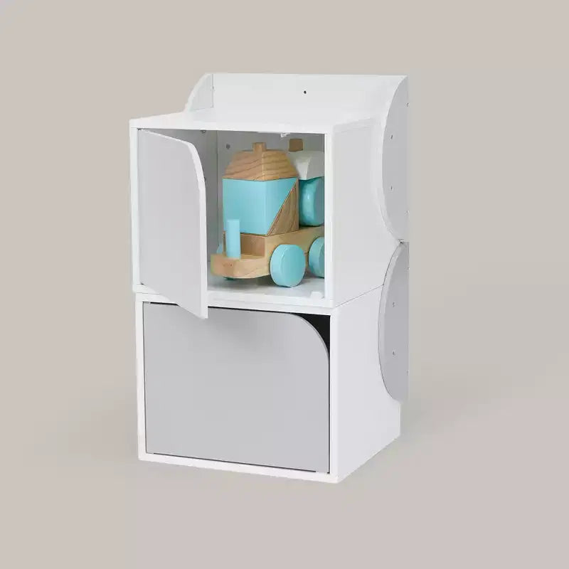 Biscay Bricks Kids Table & Chairs Set, Grey - MDF, 3-Piece Playset