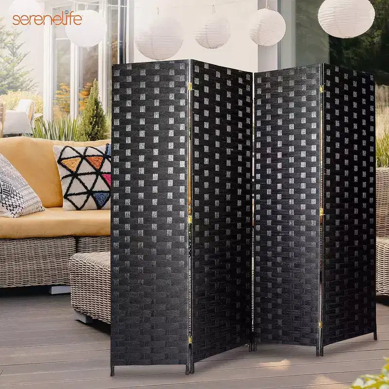 4-Panel Room Divider, Japanese-Inspired Folding Privacy Screen with Two-Way Hinges