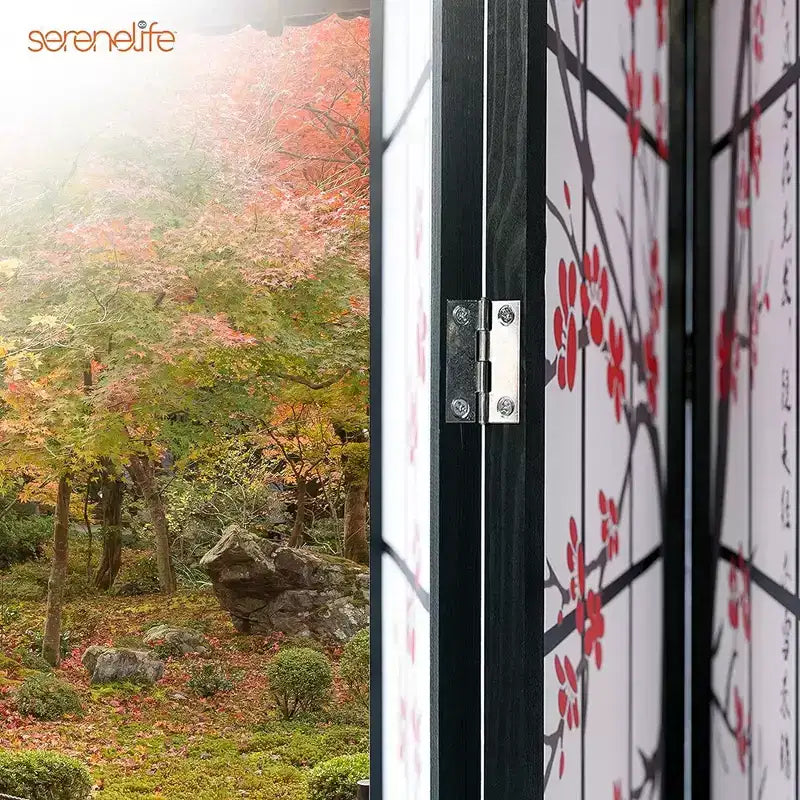 4-Panel Room Divider, Japanese-Inspired Folding Privacy Screen with Two-Way Hinges