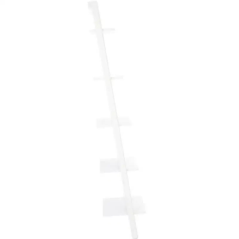 5-Tier Leaning Etagere Ladder Bookshelf, Mahogany & MDF