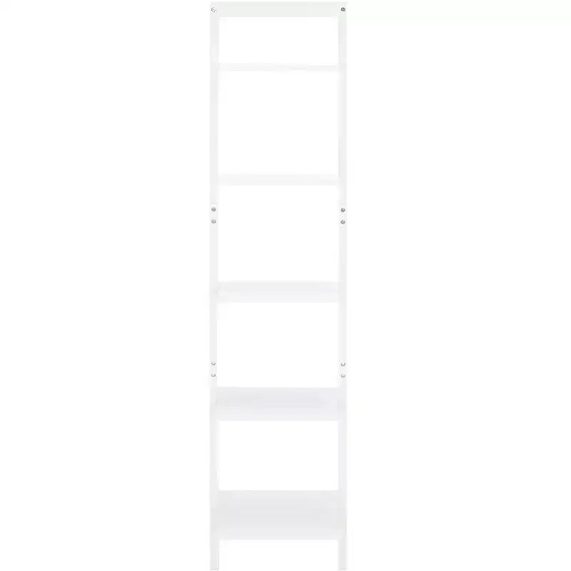 5-Tier Leaning Etagere Ladder Bookshelf, Mahogany & MDF