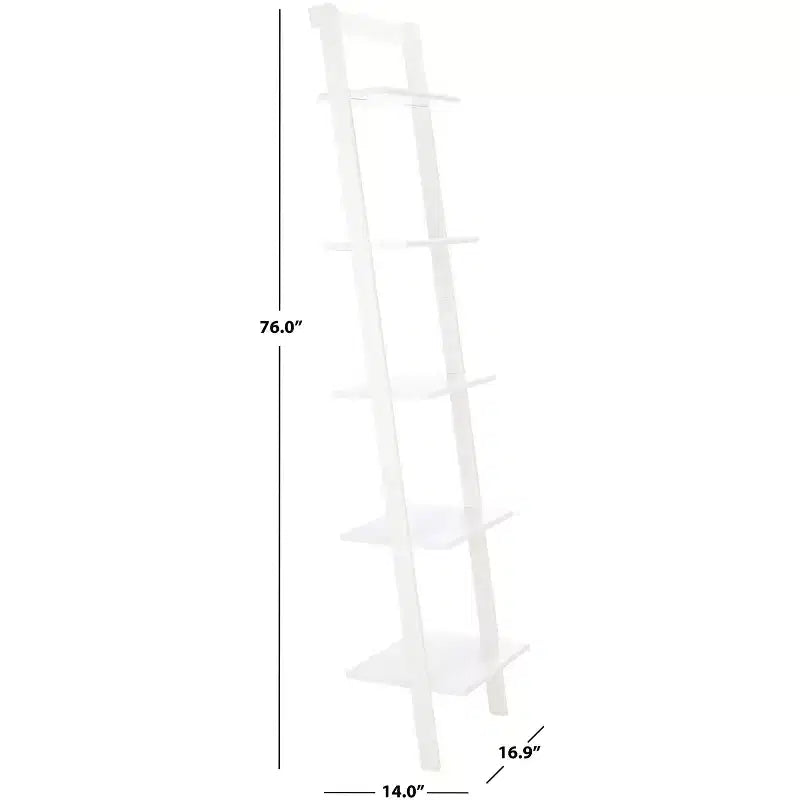 5-Tier Leaning Etagere Ladder Bookshelf, Mahogany & MDF