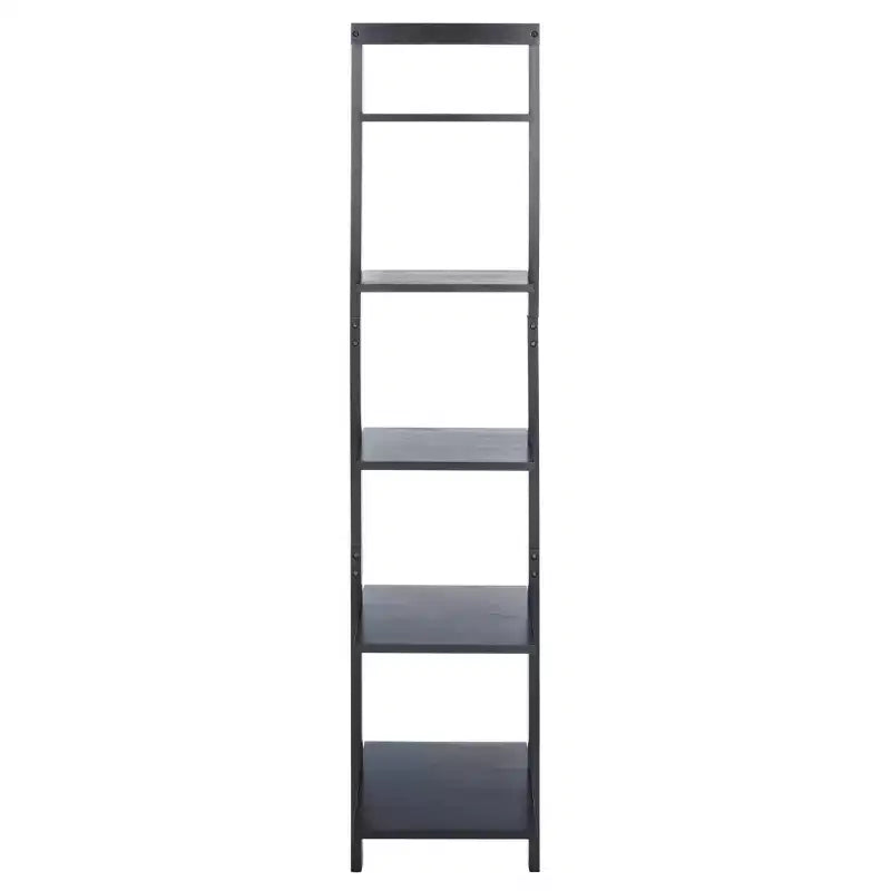 5-Tier Leaning Etagere Ladder Bookshelf, Mahogany & MDF