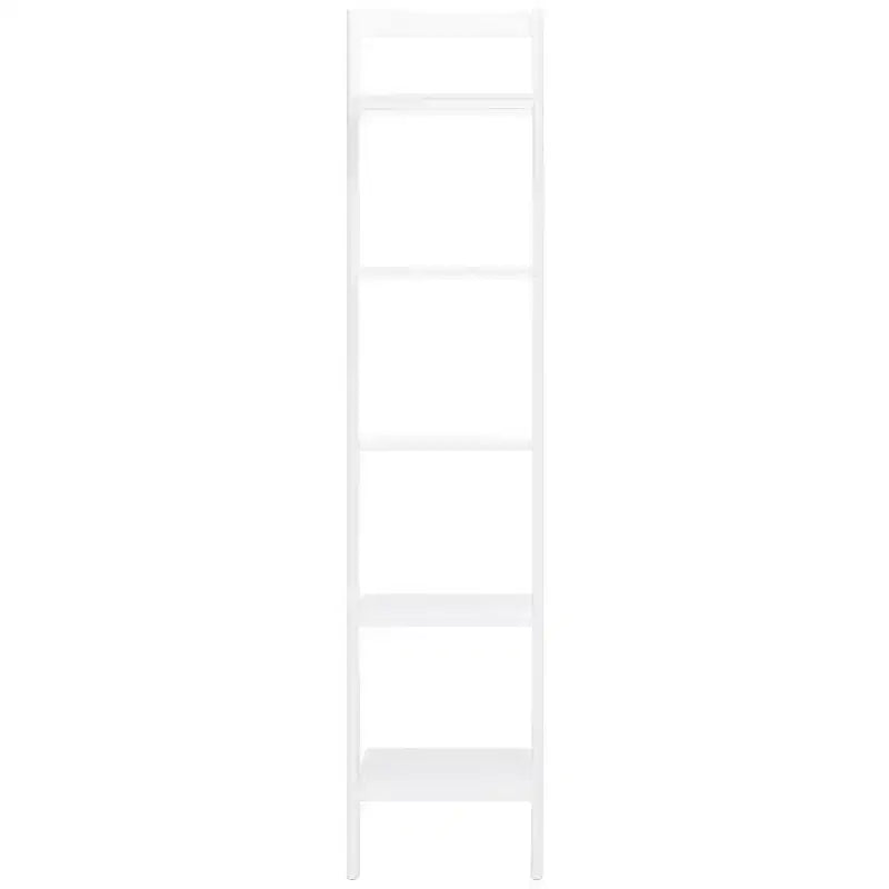 5-Tier Leaning Etagere Ladder Bookshelf, Mahogany & MDF