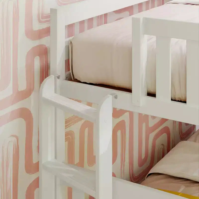 Solid Wood Bunk Bed, Twin over Full with Ladder on End for Kids